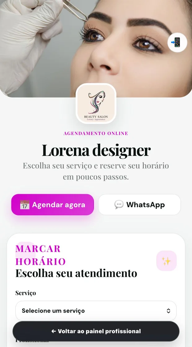 Tela real usada pelo cliente para marcar horário